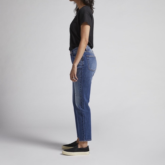 Silver NWT Frisco High Rise Straight Leg Cropped Distressed Jeans 30 10 - Picture 3 of 10